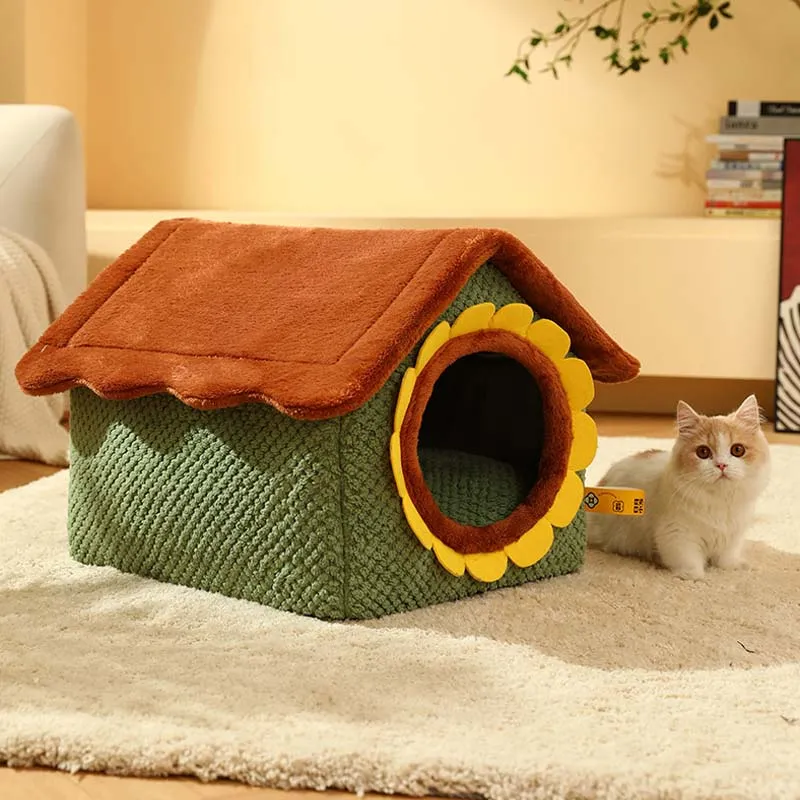 Adorable Sunflower Farm Plush Cat House