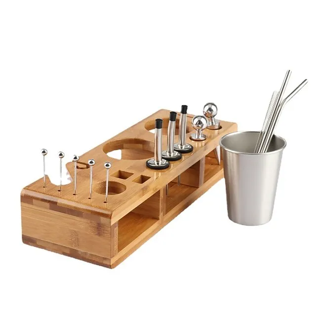 Cocktail Shaker Premium Set Stainless Steel 23-Piece Set with Big Wooden Frame Bar Cocktail Shaker