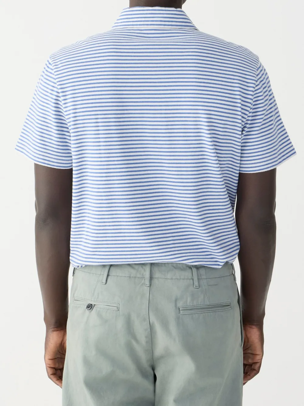 Light Blue Striped Short Sleeve Polo Shirt