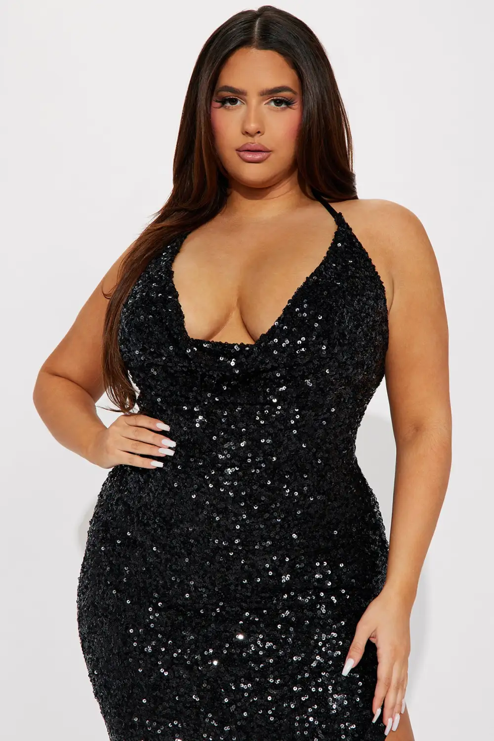Shine Thru Sequin Midi Dress - Black
