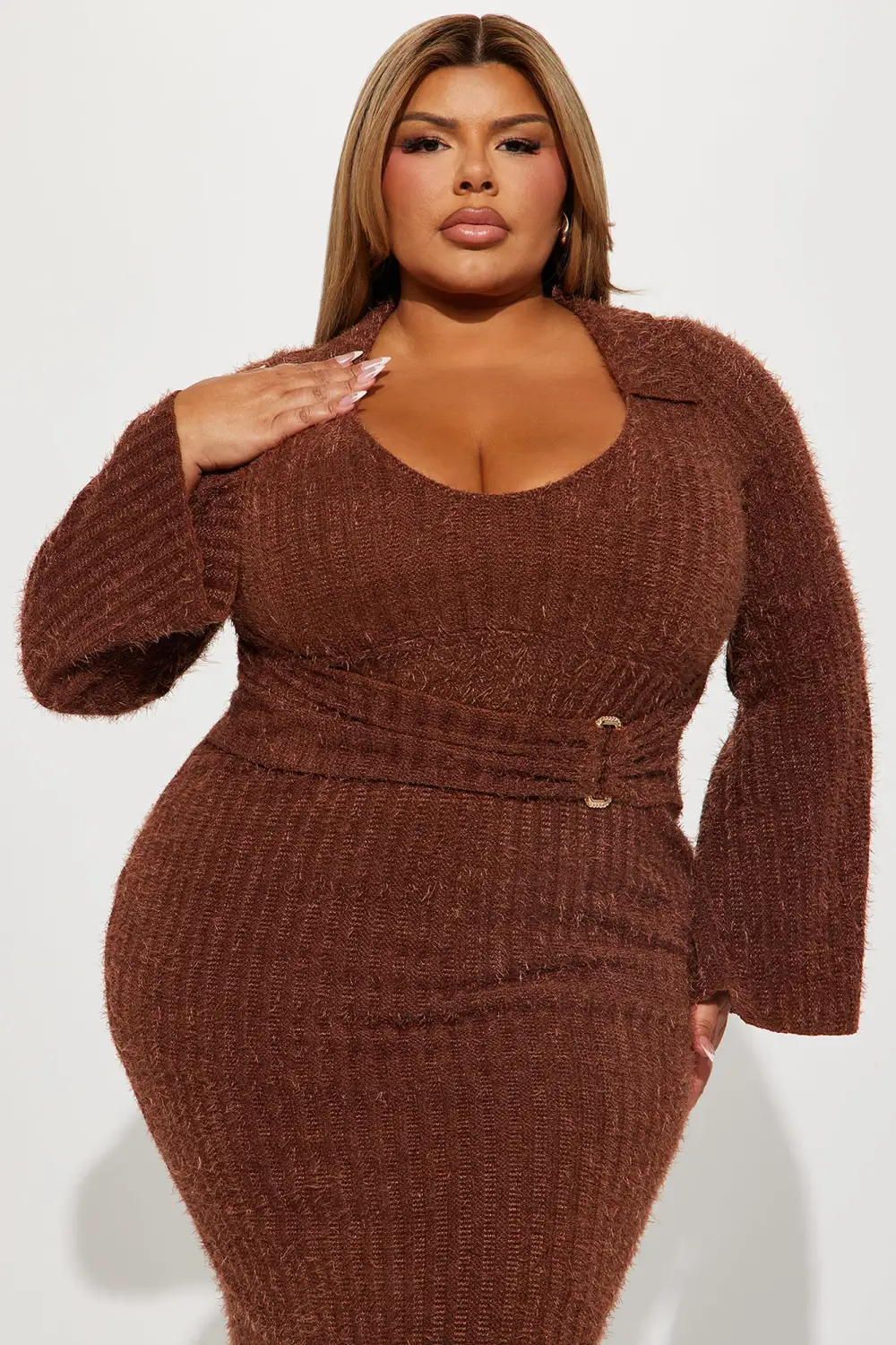 Jordyn Sweater Maxi Dress - Brown