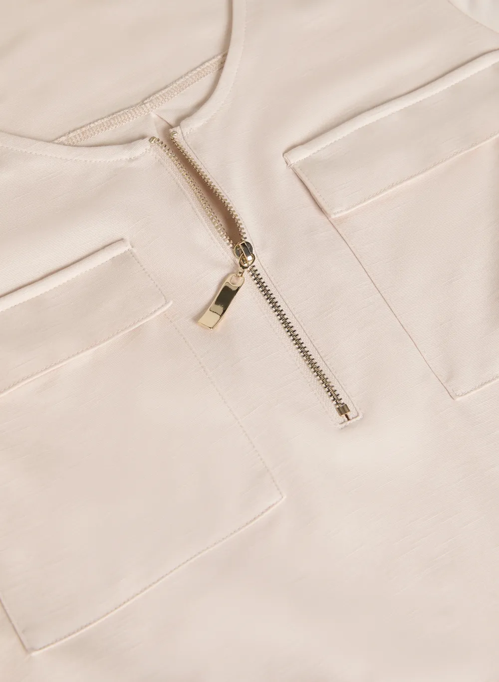 Zippered T-Shirt With Dual Pockets