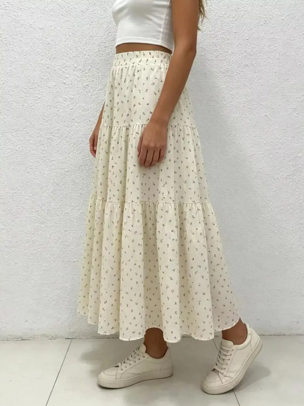 Tiered Floral Maxi Skirt