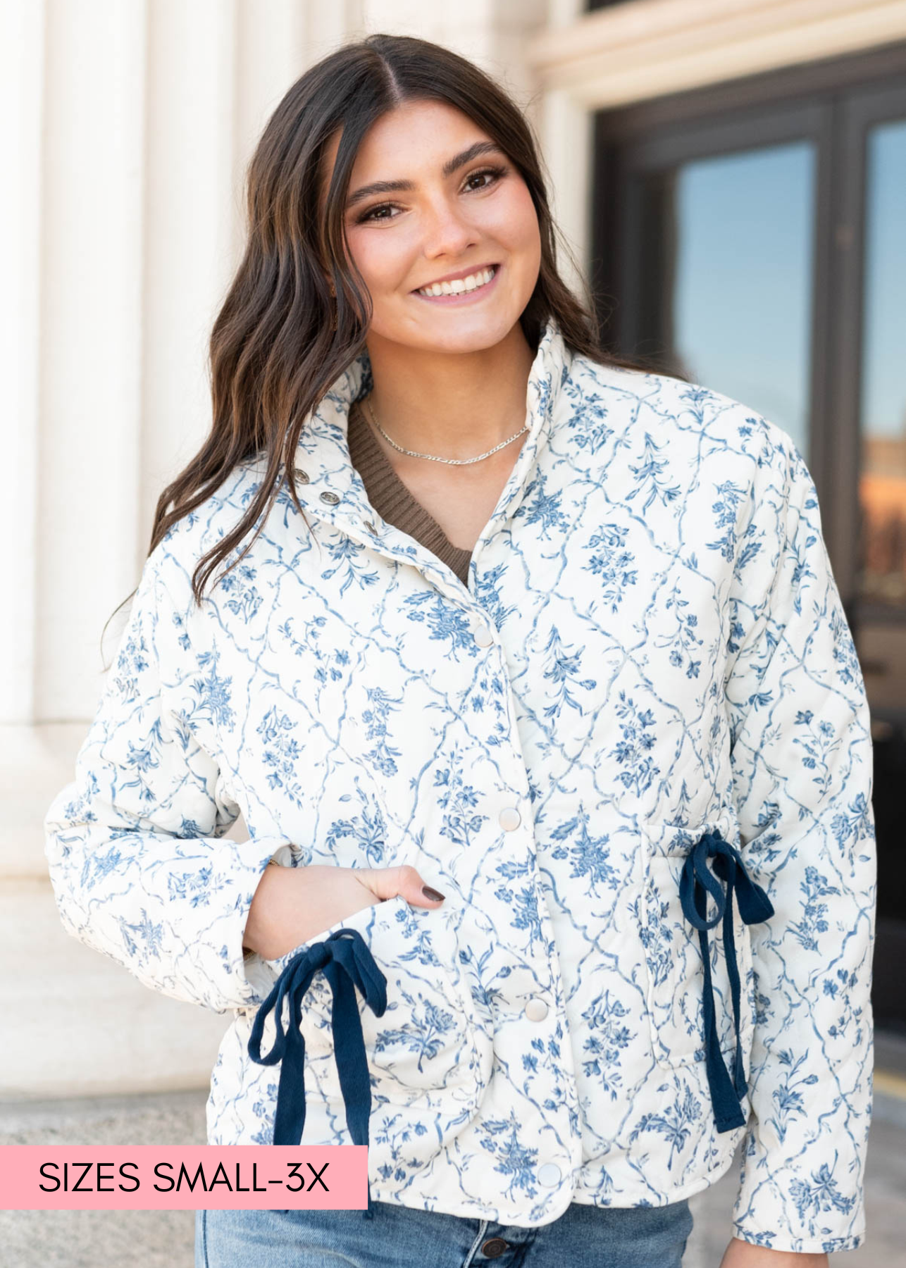 Jadah Cream Floral Printed Jacket