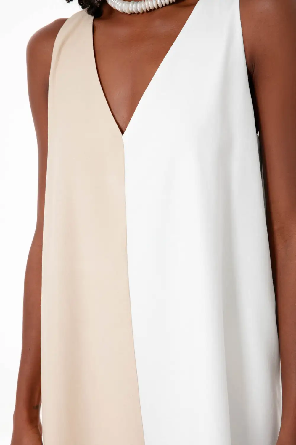 White and Tan Sallie Dress