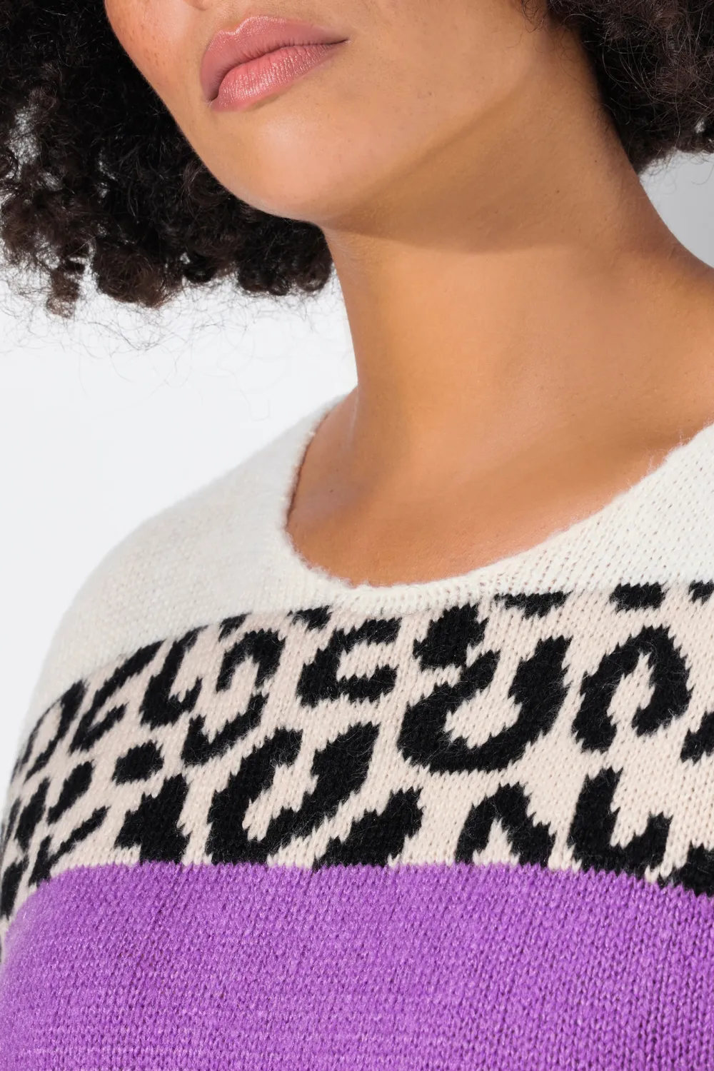 Leopard Print Contrasting Sweater
