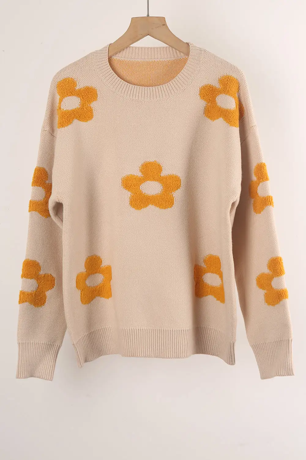 Women Flower Round Neck Sweater