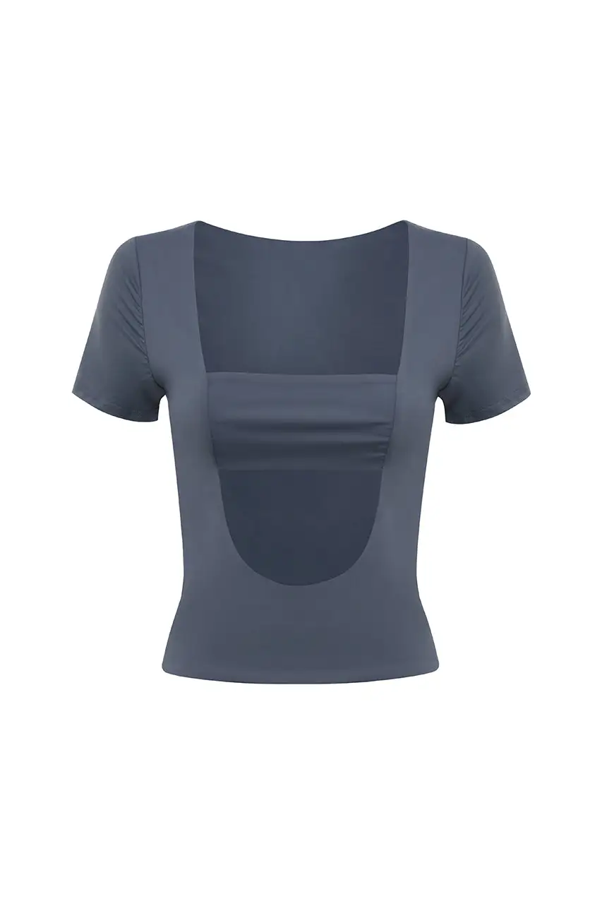 Solid Color Front Cutout Top