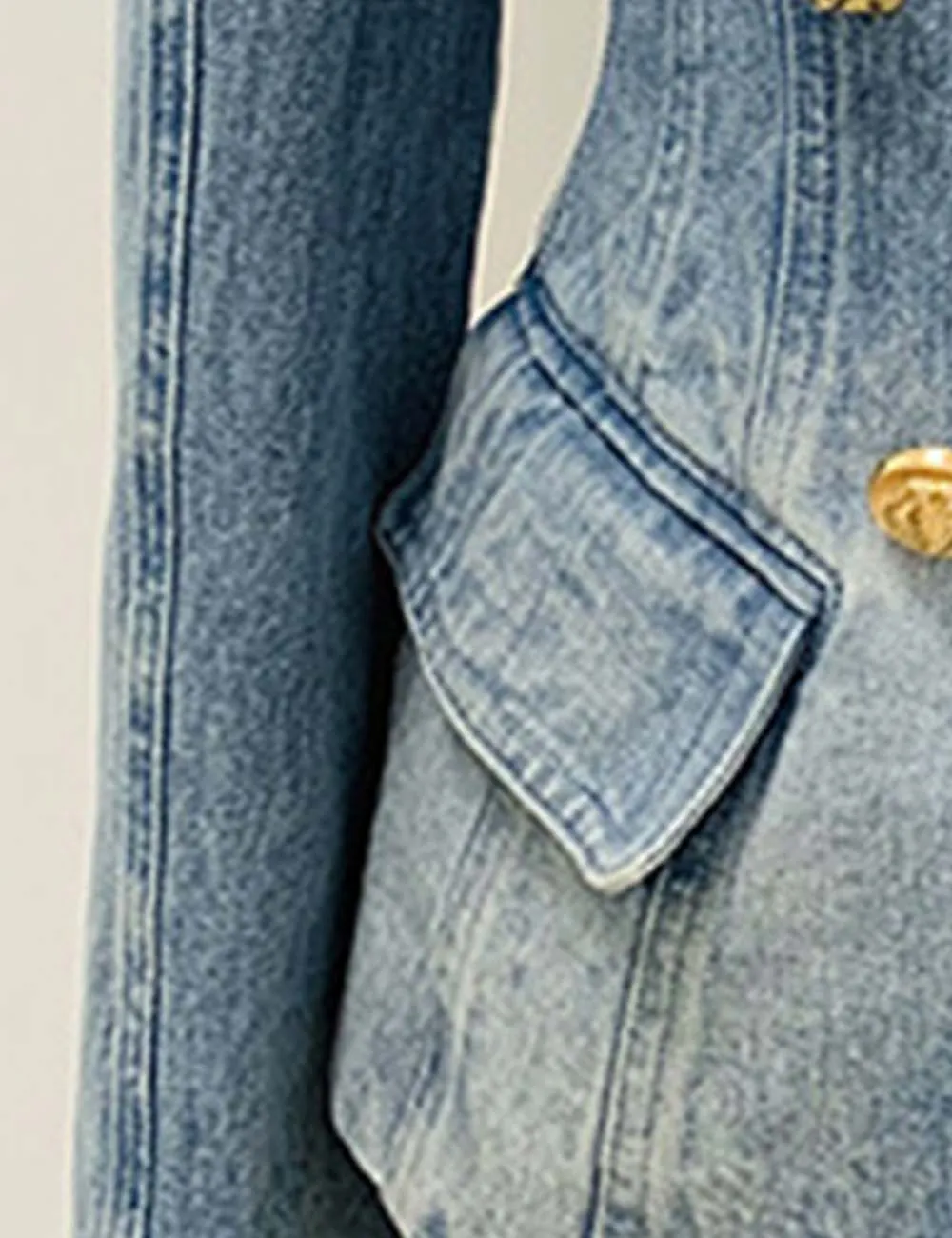 Trendy Jacket Button Denim Blazer