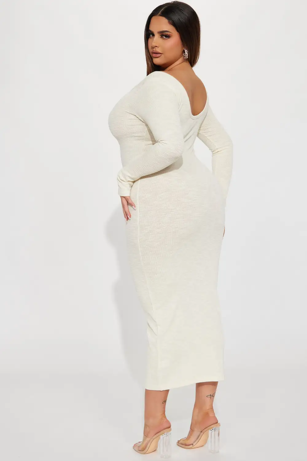 Come With Me Ribbed Maxi Dress - Cream