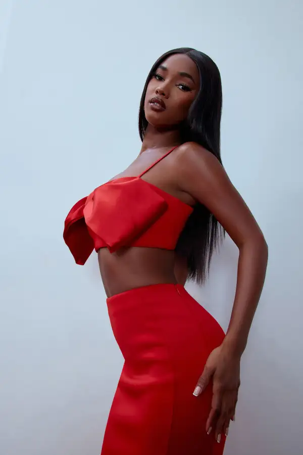 Sipping Fine Wine Skirt Set - Red