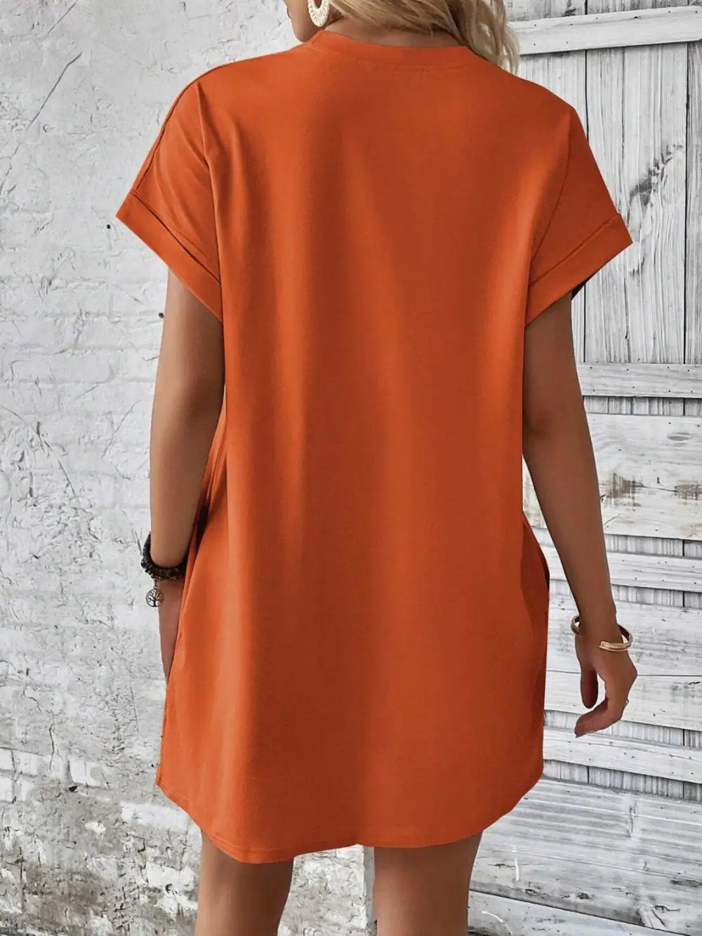 Easy Fit Round Neck Short Sleeve Mini Dress