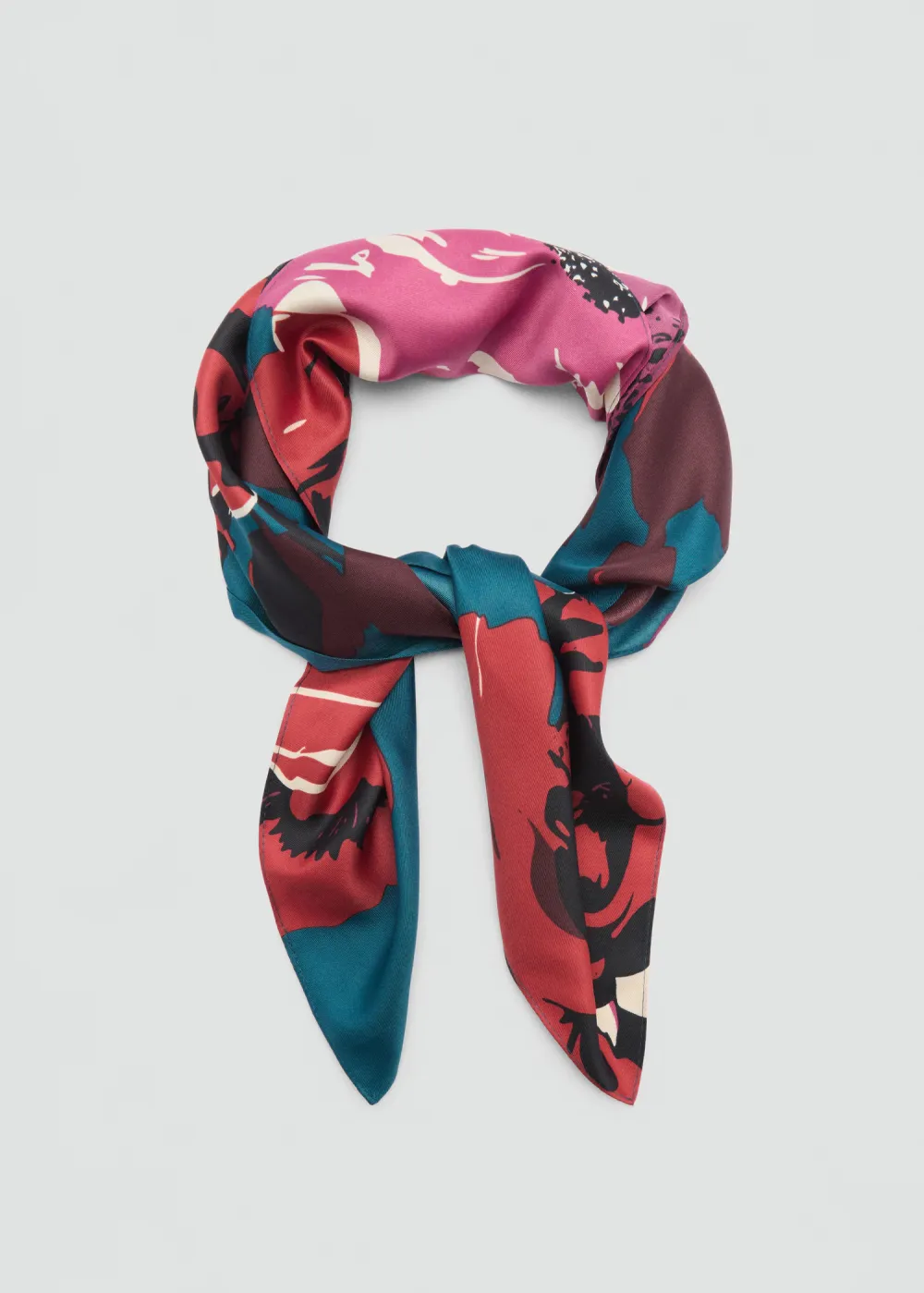 Blue Floral-Print Scarf