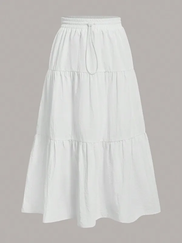 Women's Drawstring Tiered Layer Loose Skirt