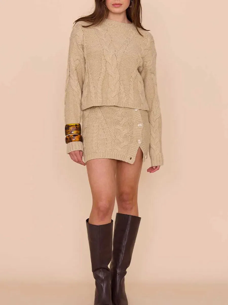 Cream Colored Cable Knit Sweater