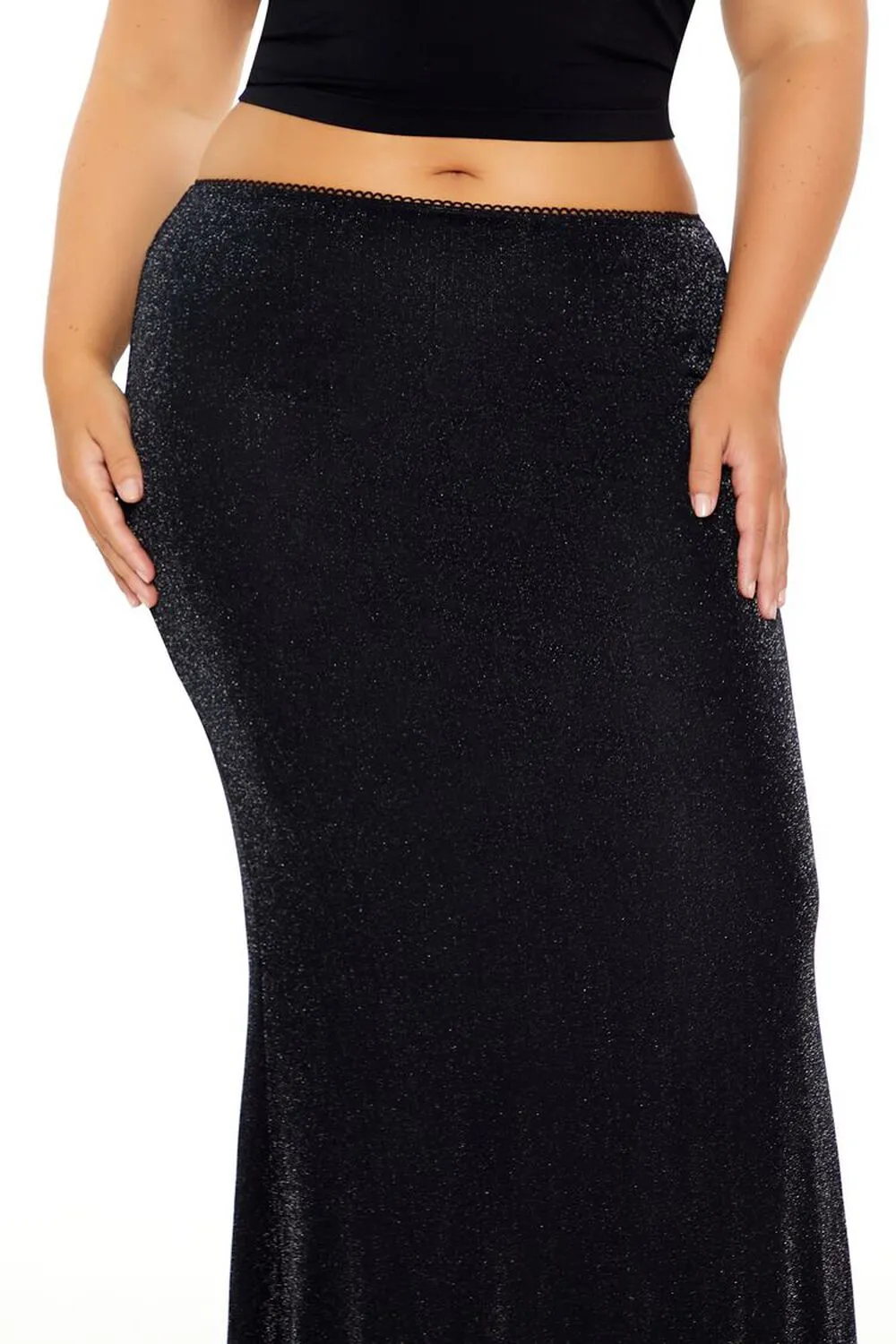 Plus Size Glitter Mermaid Maxi Skirt