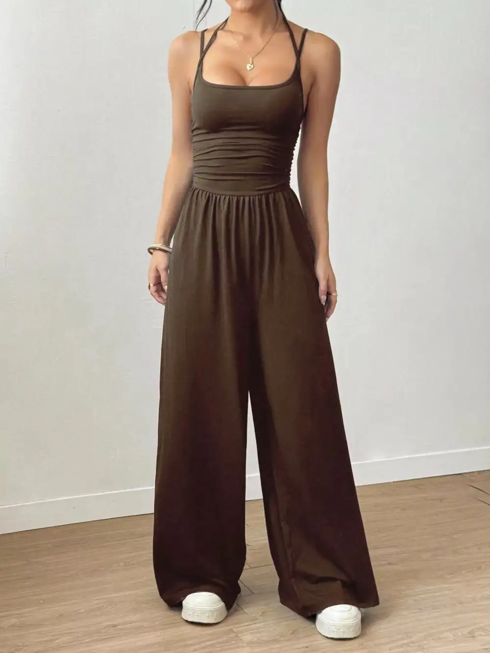 Sleeveless Casual Wide Leg Jumpsuit