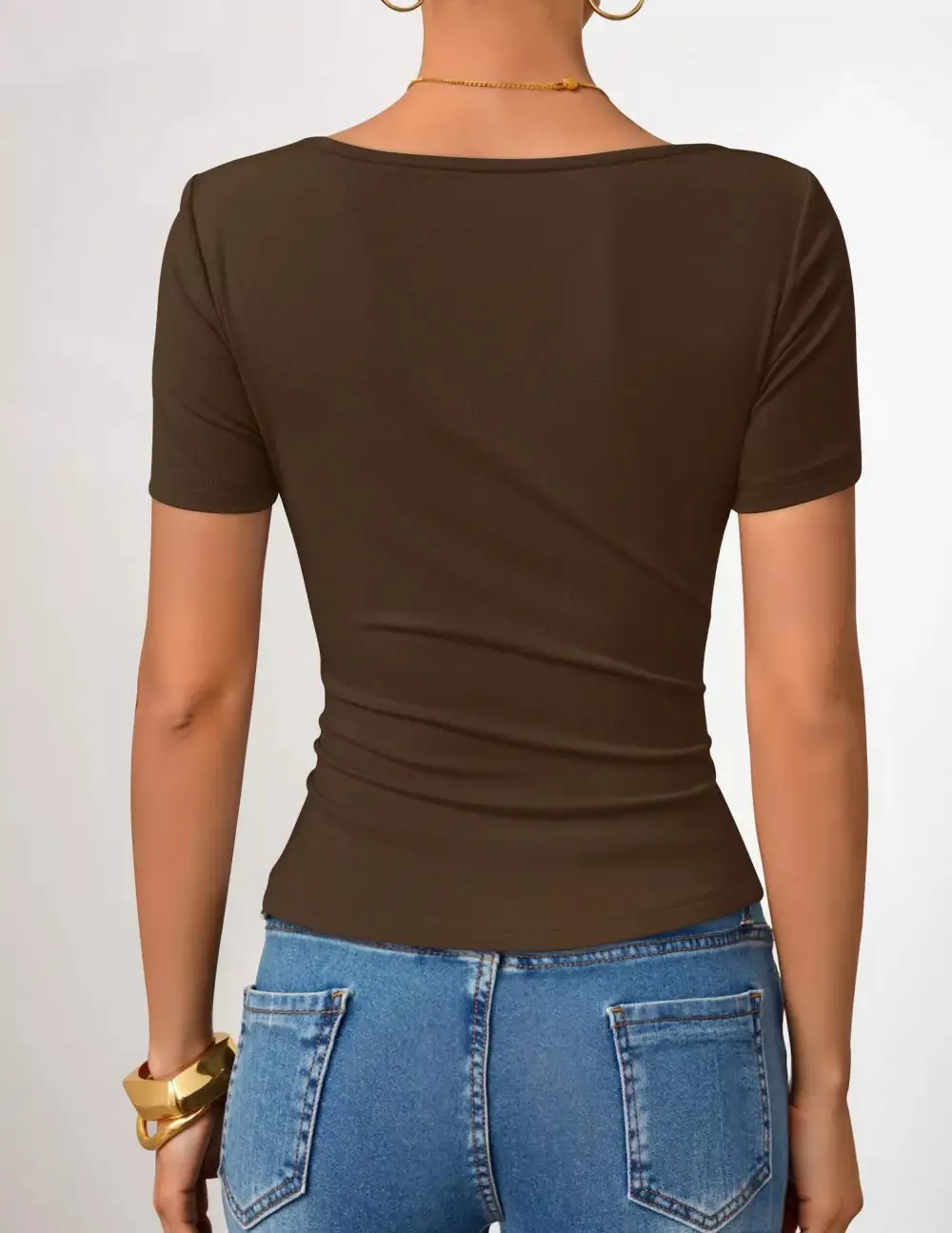 Asymmetrical Neckline Fitted T Shirt