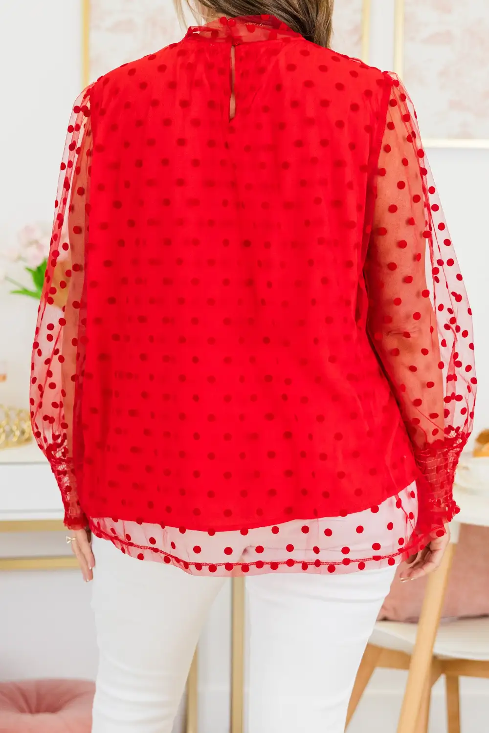 Polka Dot Darling Blouse, Red