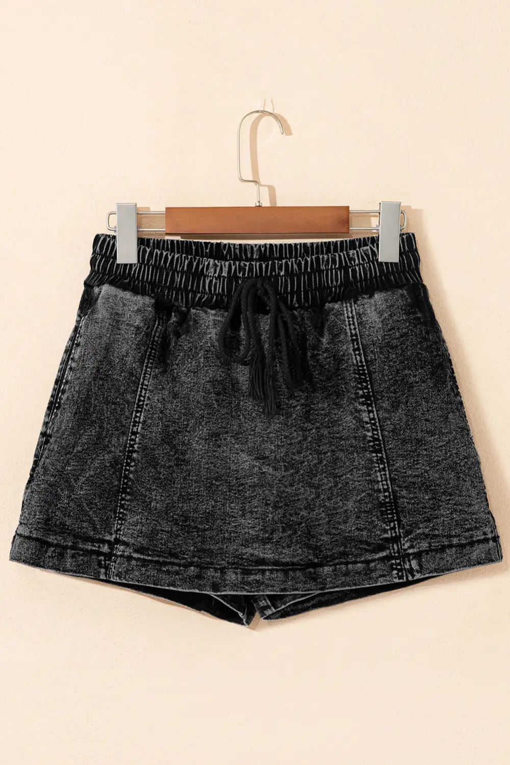 Drawstring High Waist Pocketed Denim Shorts