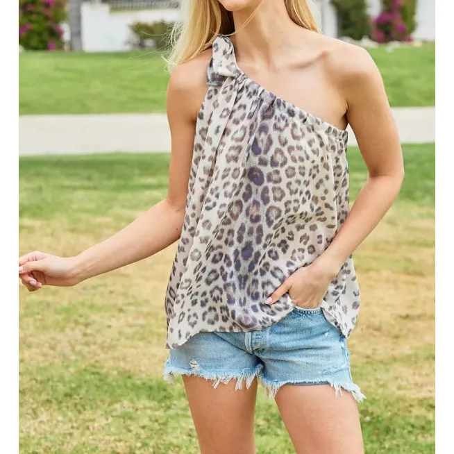 Woven Ribbon Detailed One Shoulder Tank