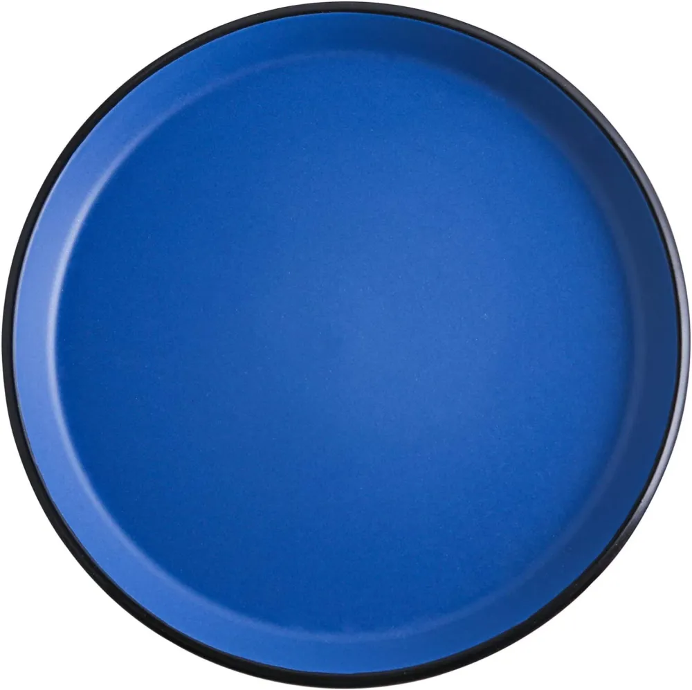 Stone Lain 32 Piece Glazed Stoneware Dinnerware Set, Service 8, Blue and Black