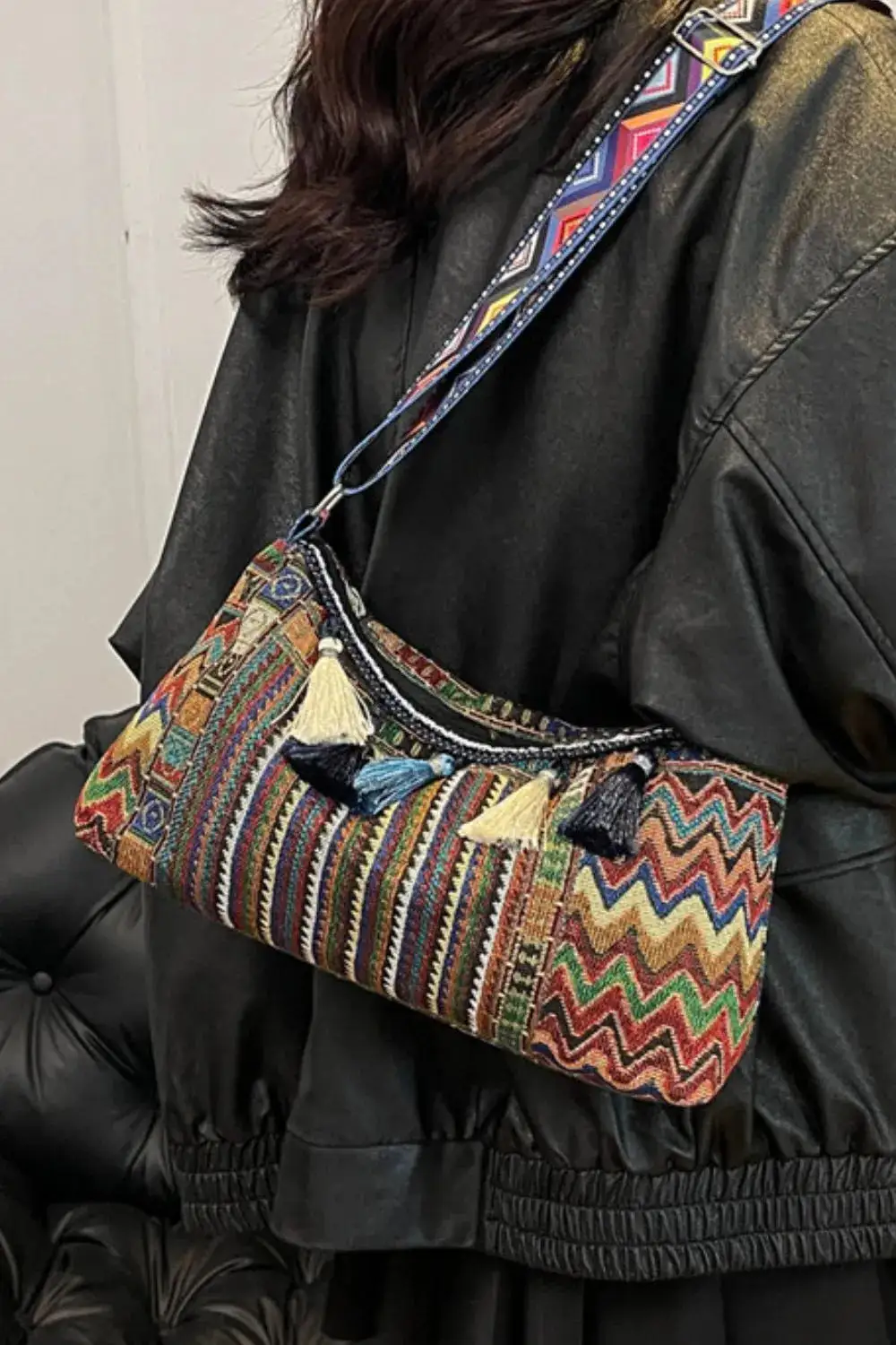 Tassel Accent Shoulder Bag