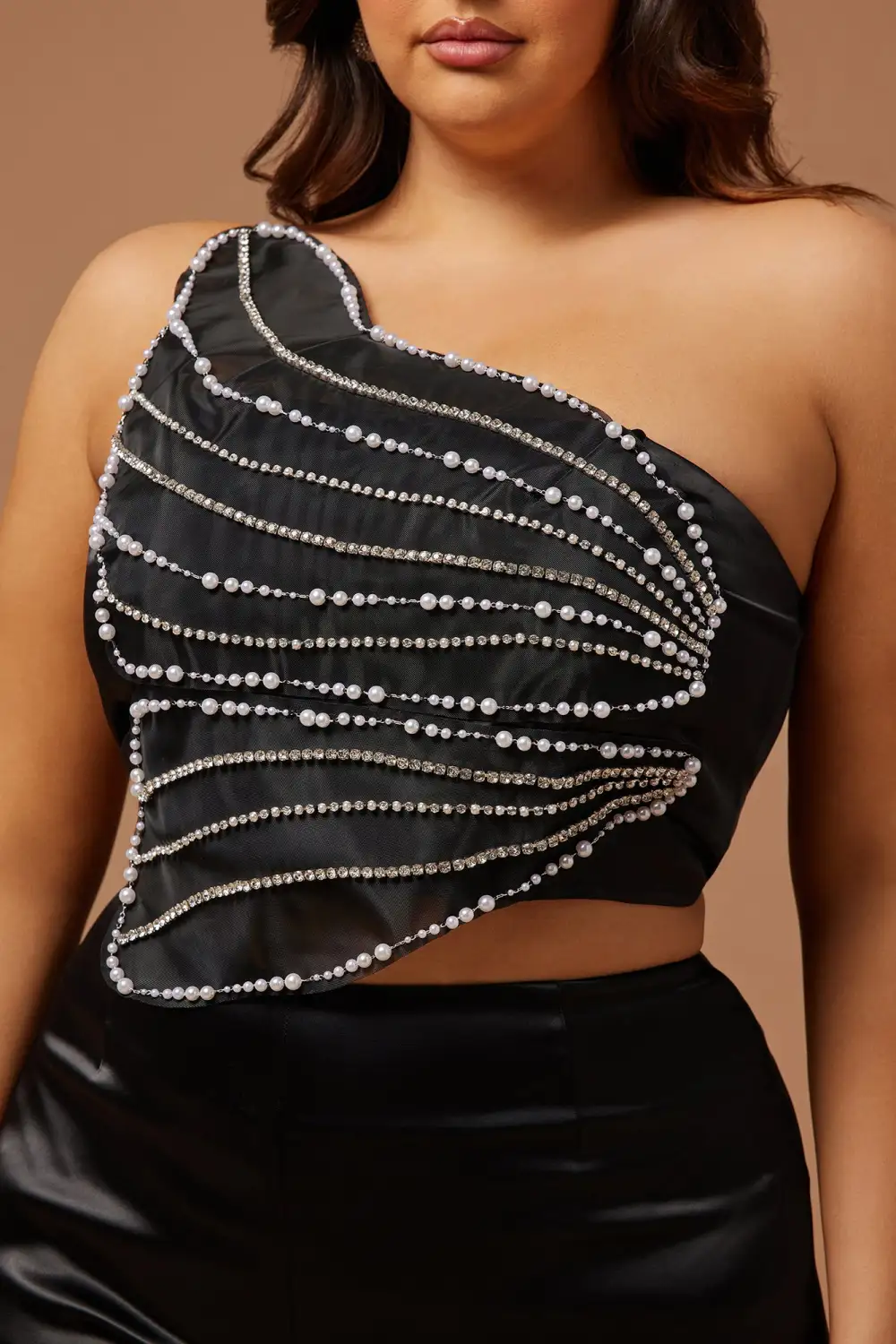 Rhinestone Butterfly Satin Pant Set - Black