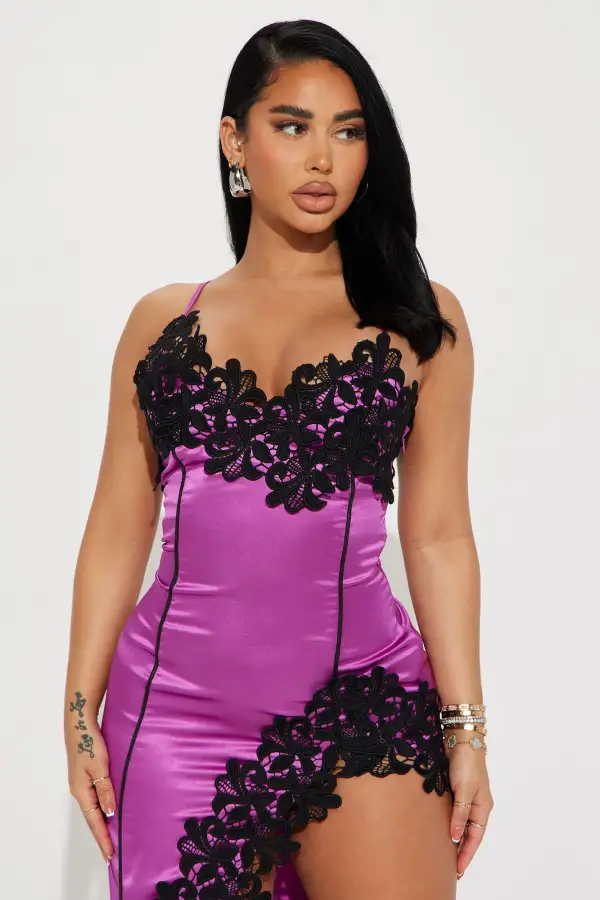Shania Satin Maxi Dress - Plum