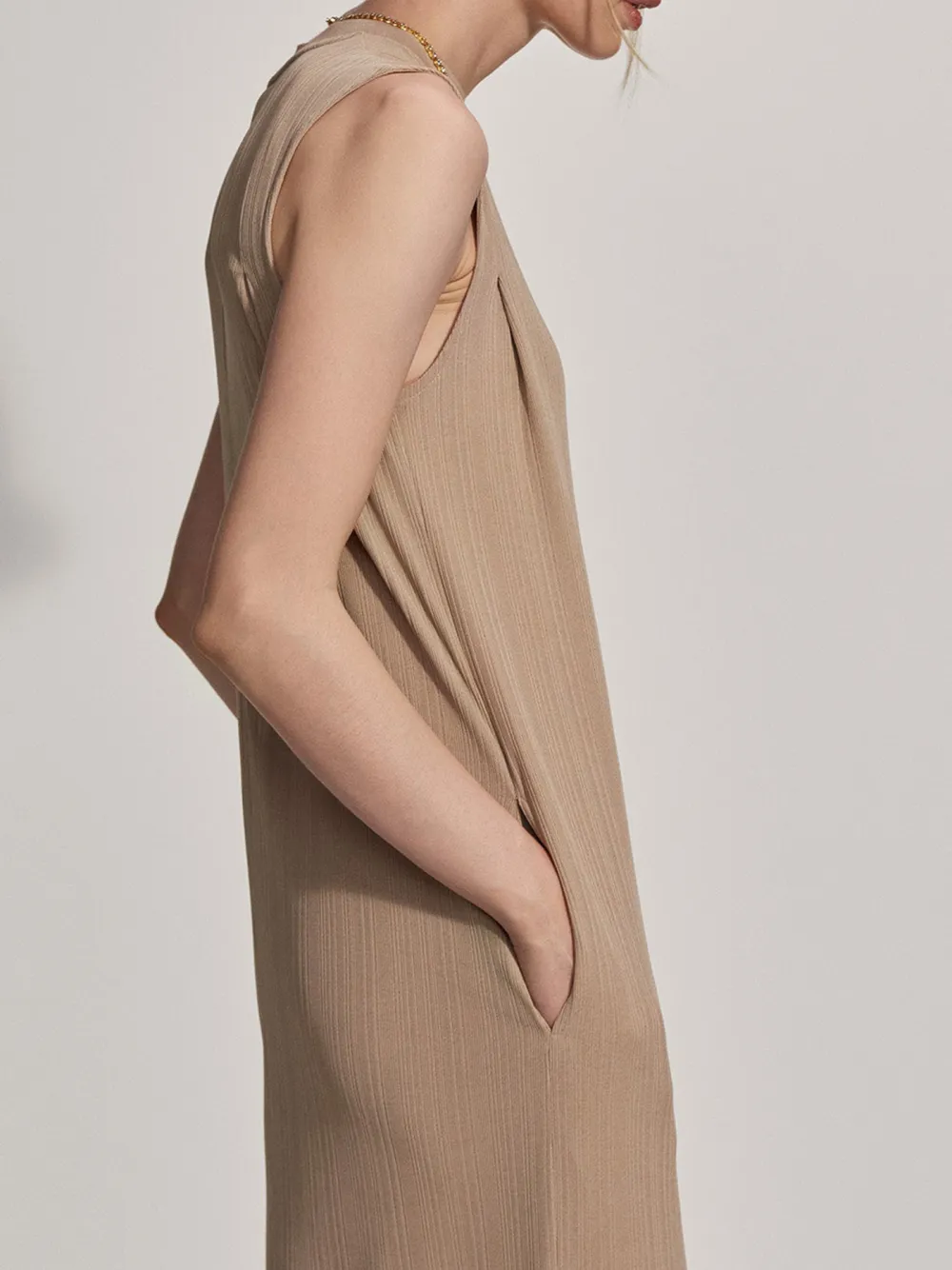 Satin Sleeveless Midi Dress