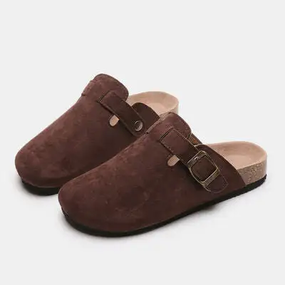 Buckle Suede Slides