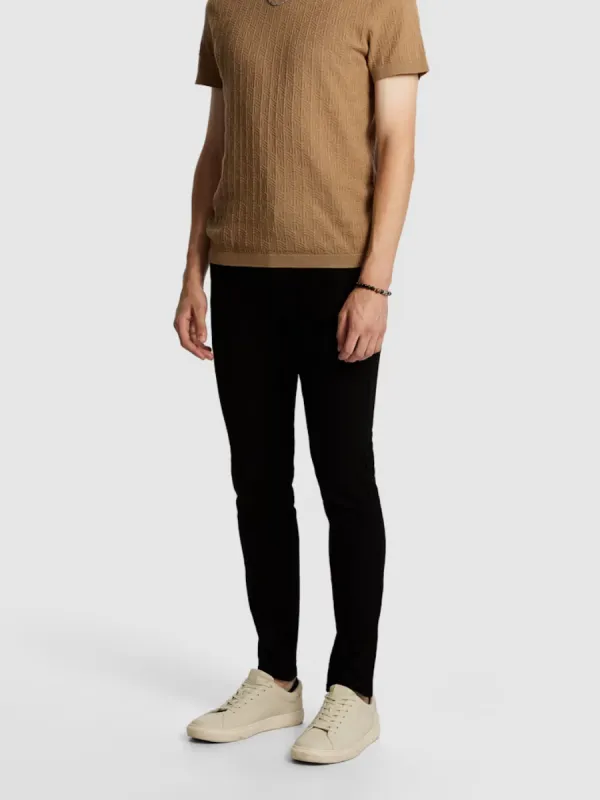 Black Zip Front Casual Style Jean