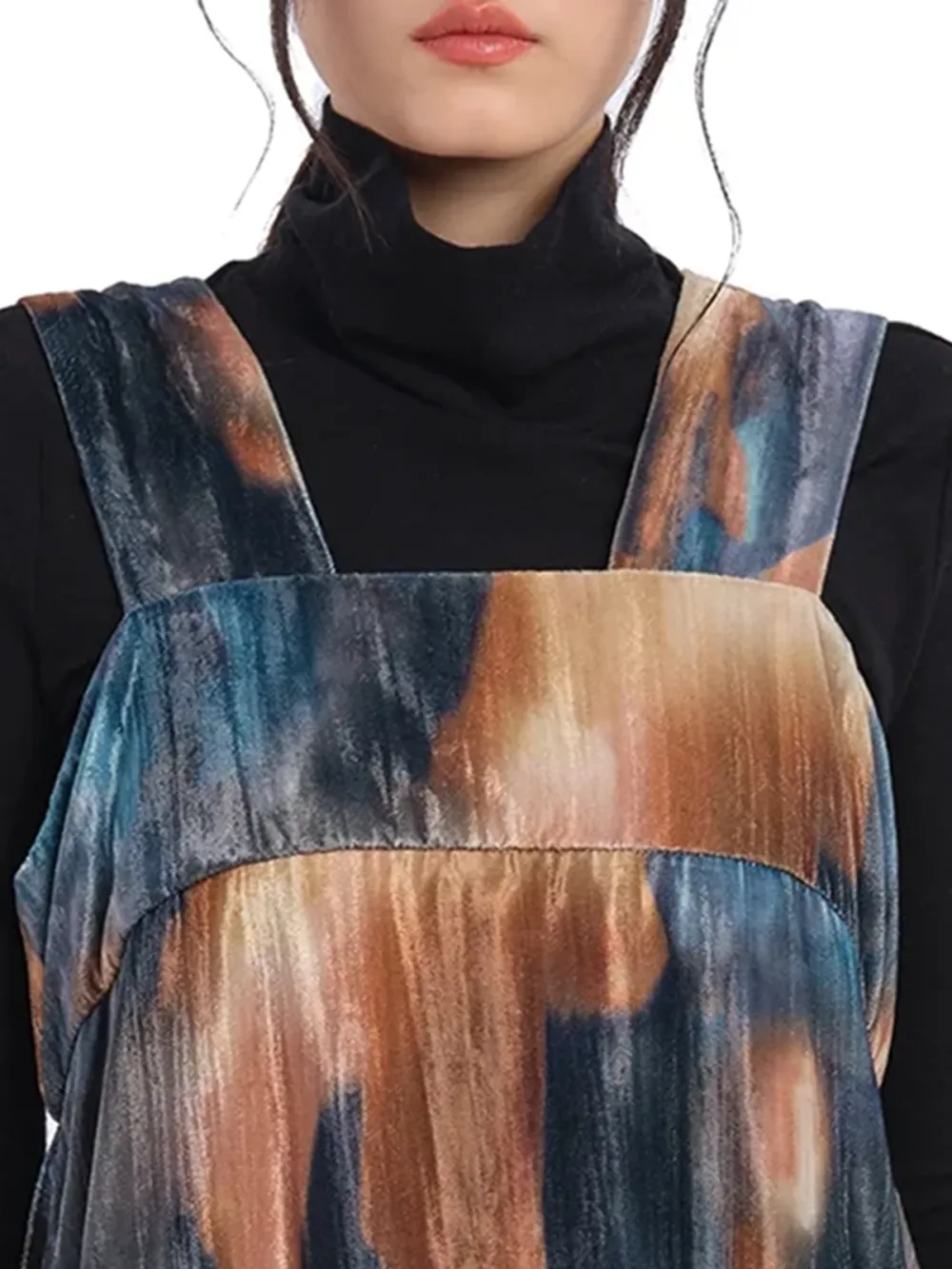 Layered Print Sleeveless Midi Dress