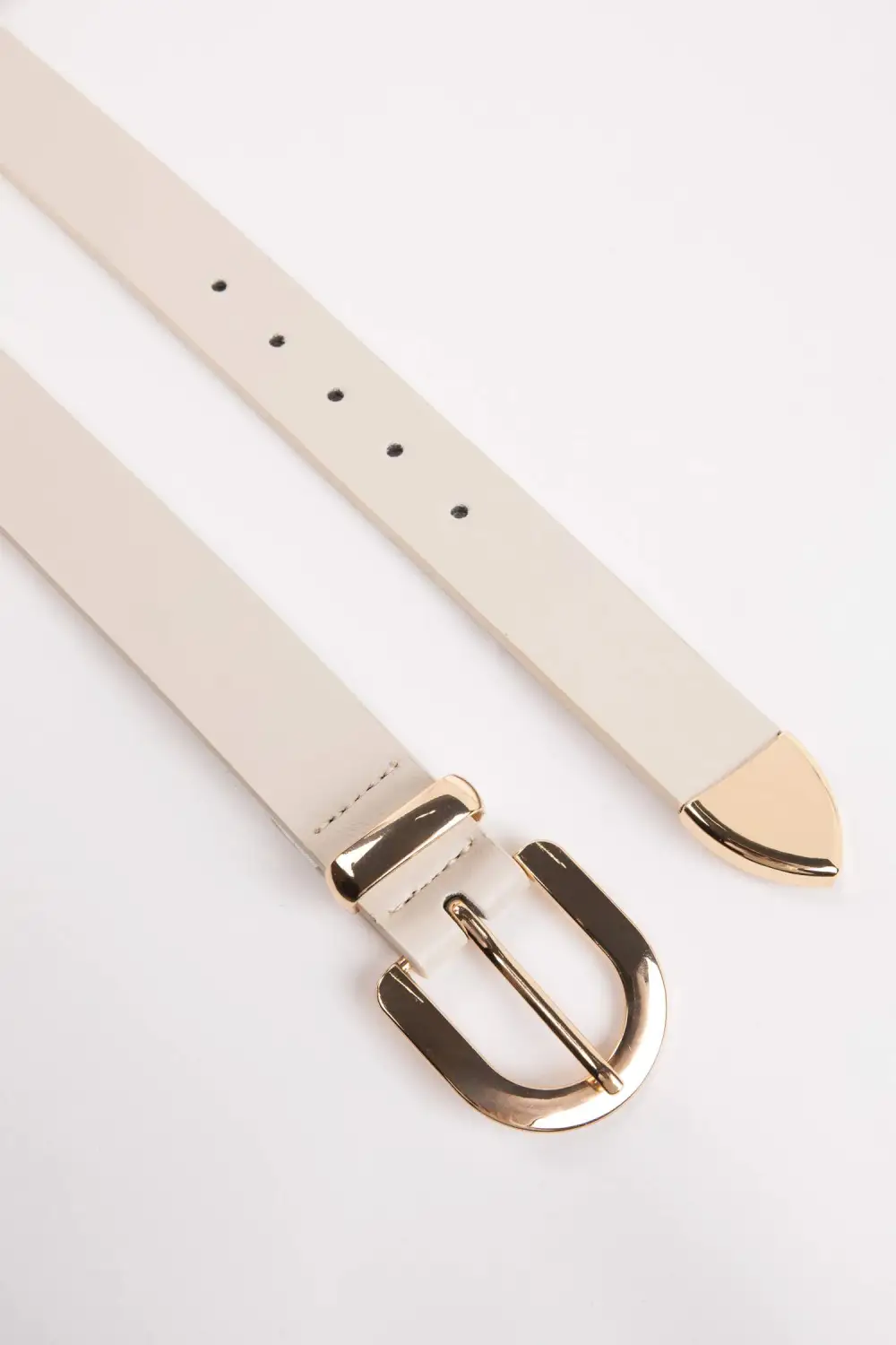 Casual Women's Beige Leather Belt