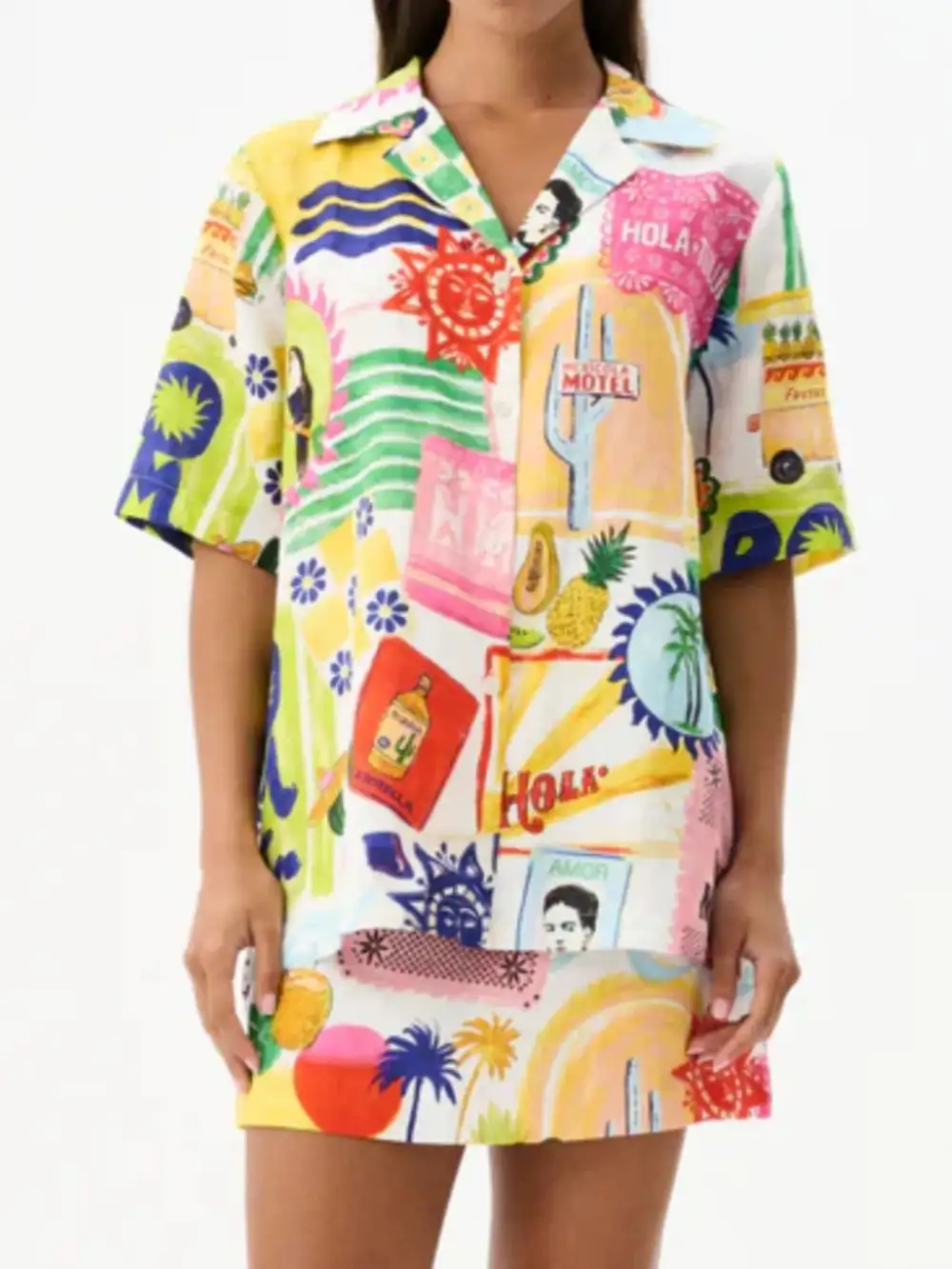 Soft Button Front Printed Detail Coordinated Set