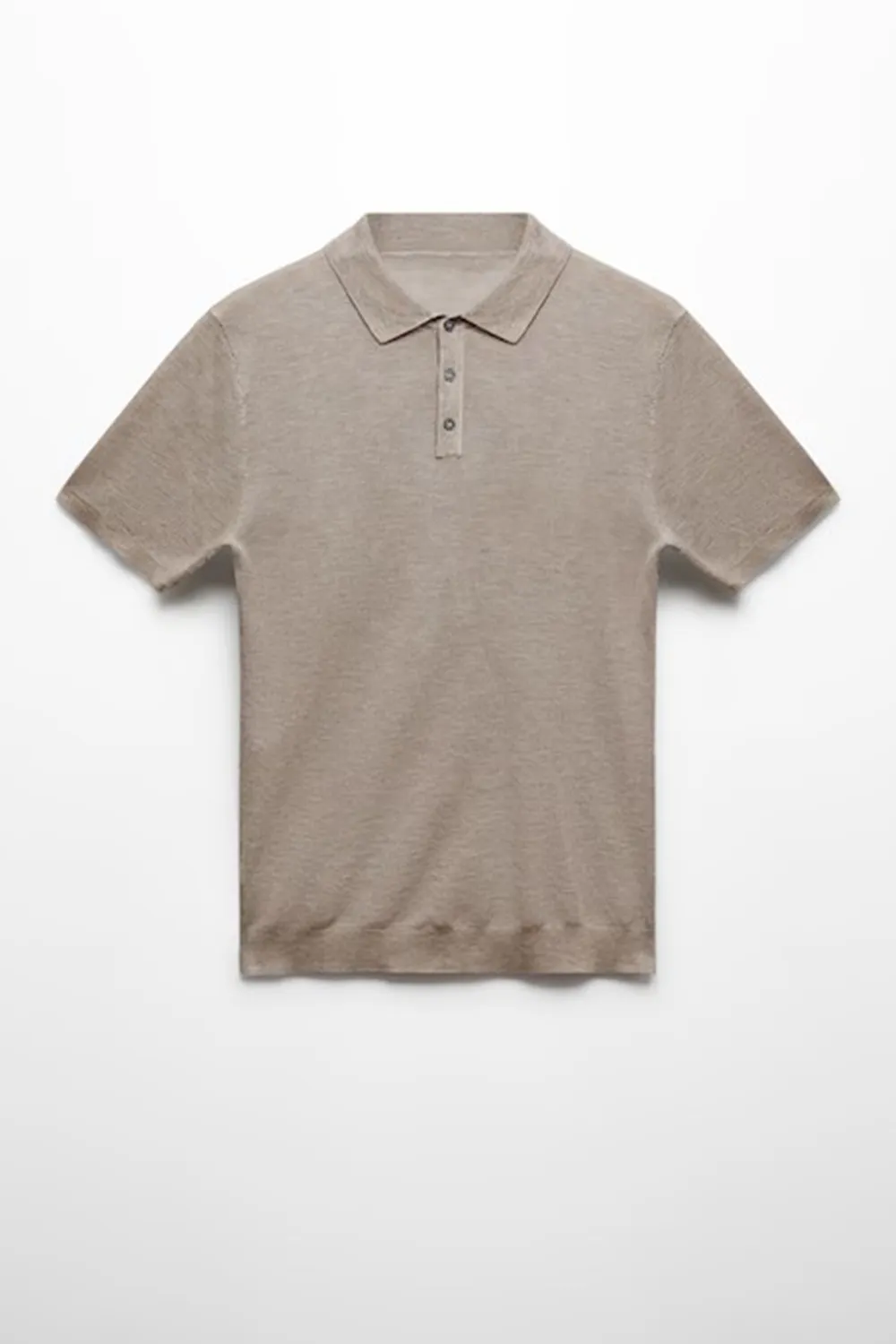 Buttoned Micro-Structure Knitted Polo Shirt