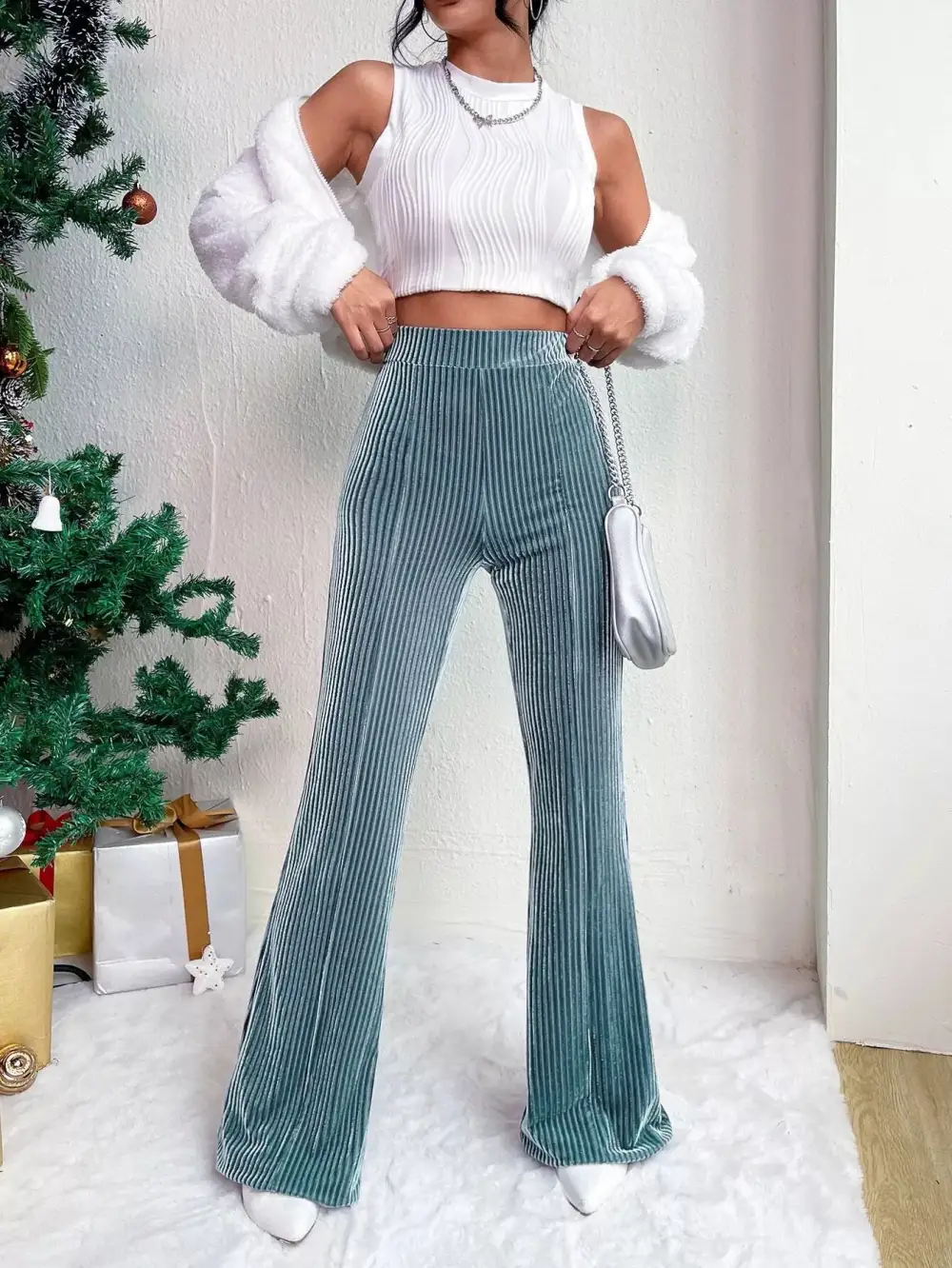 Corduroy High Waist Flare Pants