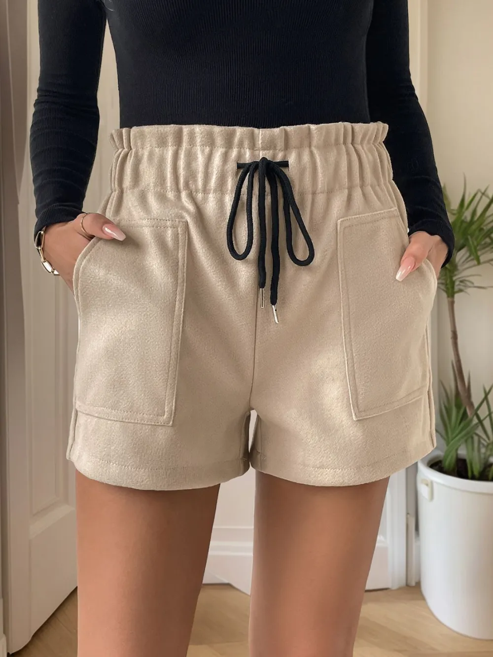 Everyday Frill Drawstring Shorts with Pockets