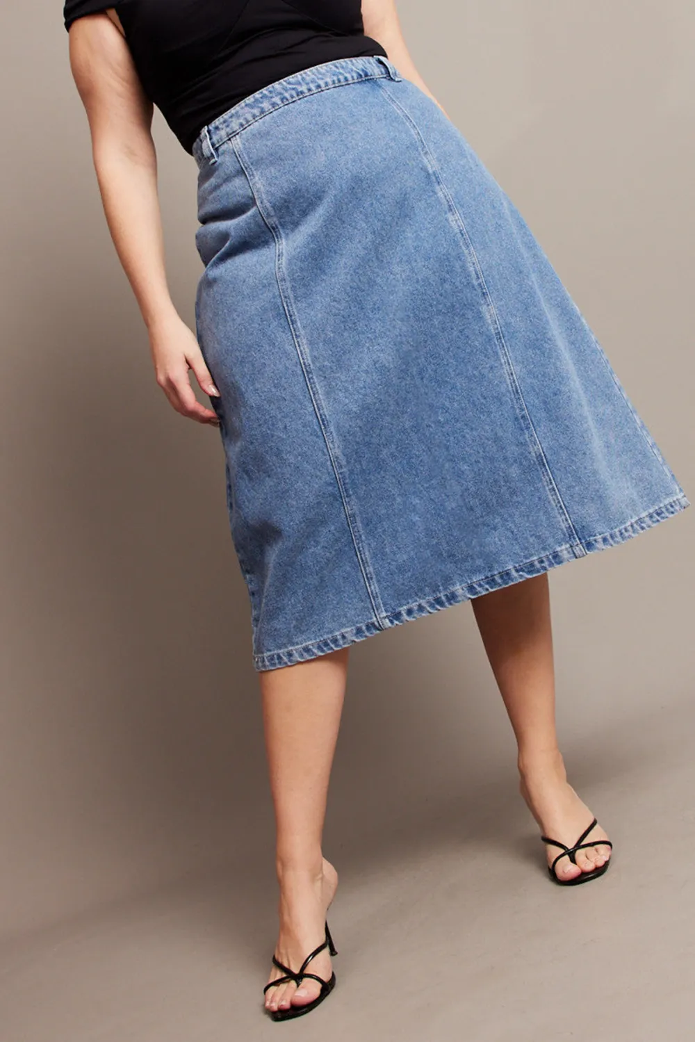 Denim Casual Patchwork Skirt