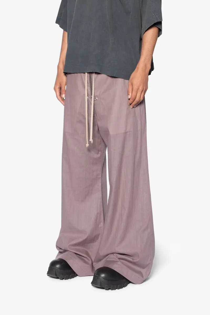 GRAY PURPLE ELASTIC WAIST WIDE LEG PANTS