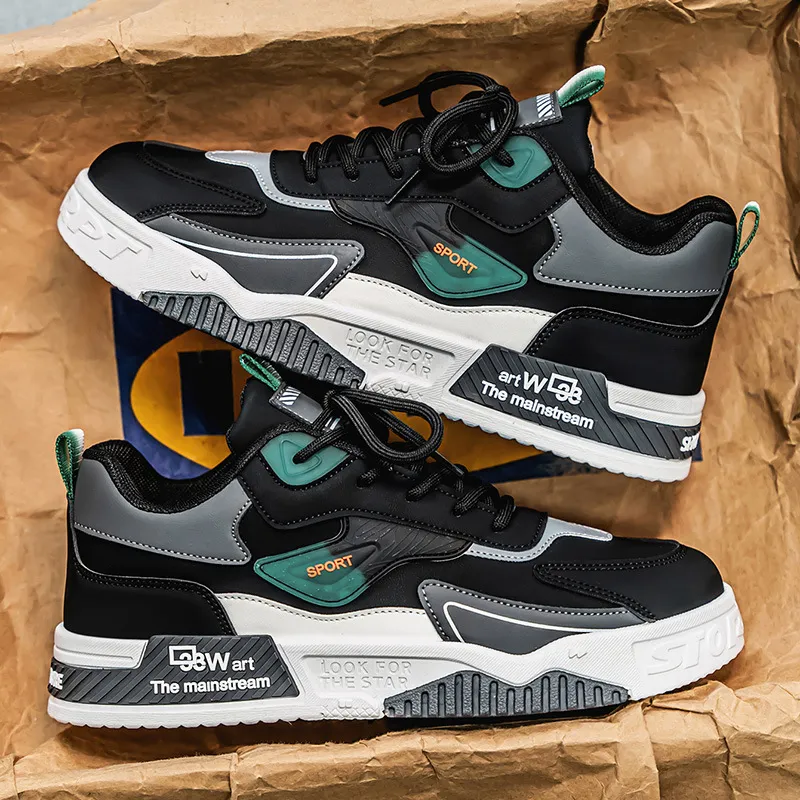 Men's Color-Block PVC Sneakers Fall New Breathable Casual Shoes Lightweight Versatile Comfortable Retro Agam Shoes
