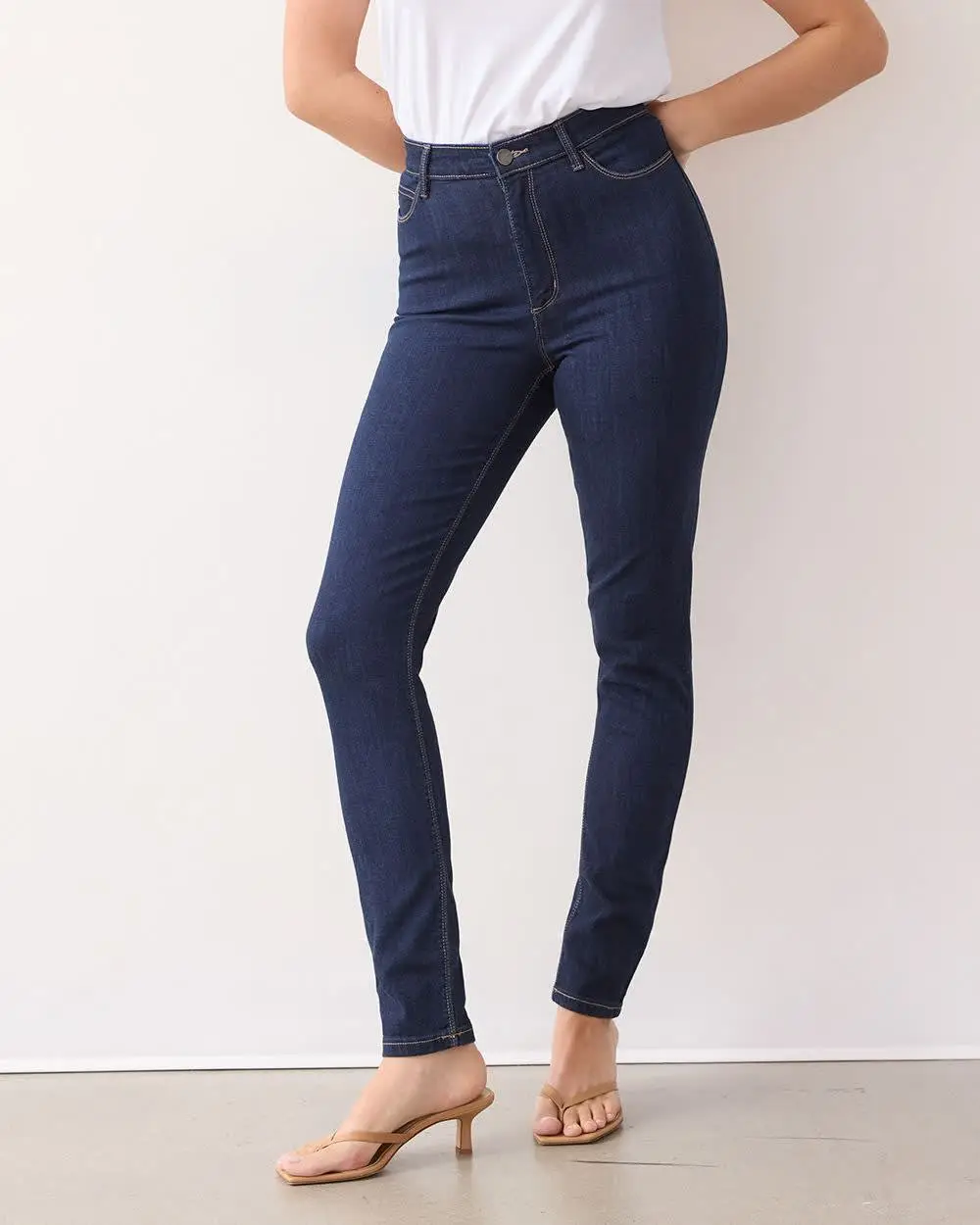 Medium Denim Skinny-Leg High-Rise Jean