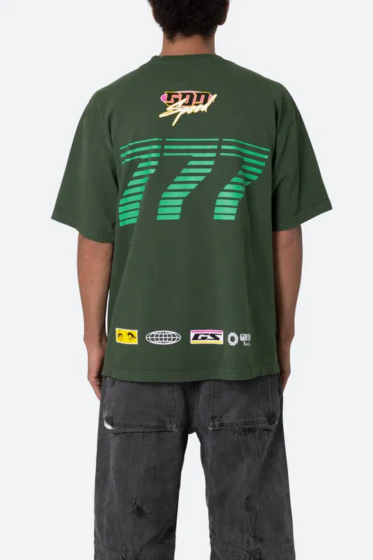 OLIVE GREEN RACING THEMED T-SHIRT