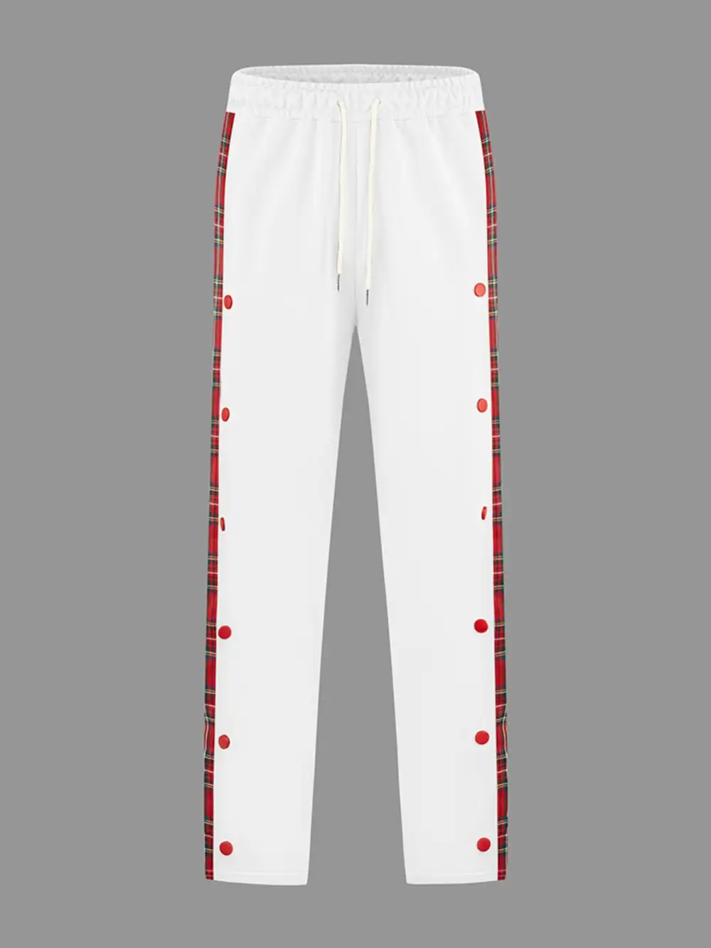 Men's Full Size Drawstring Plaid Side Stripe Pants