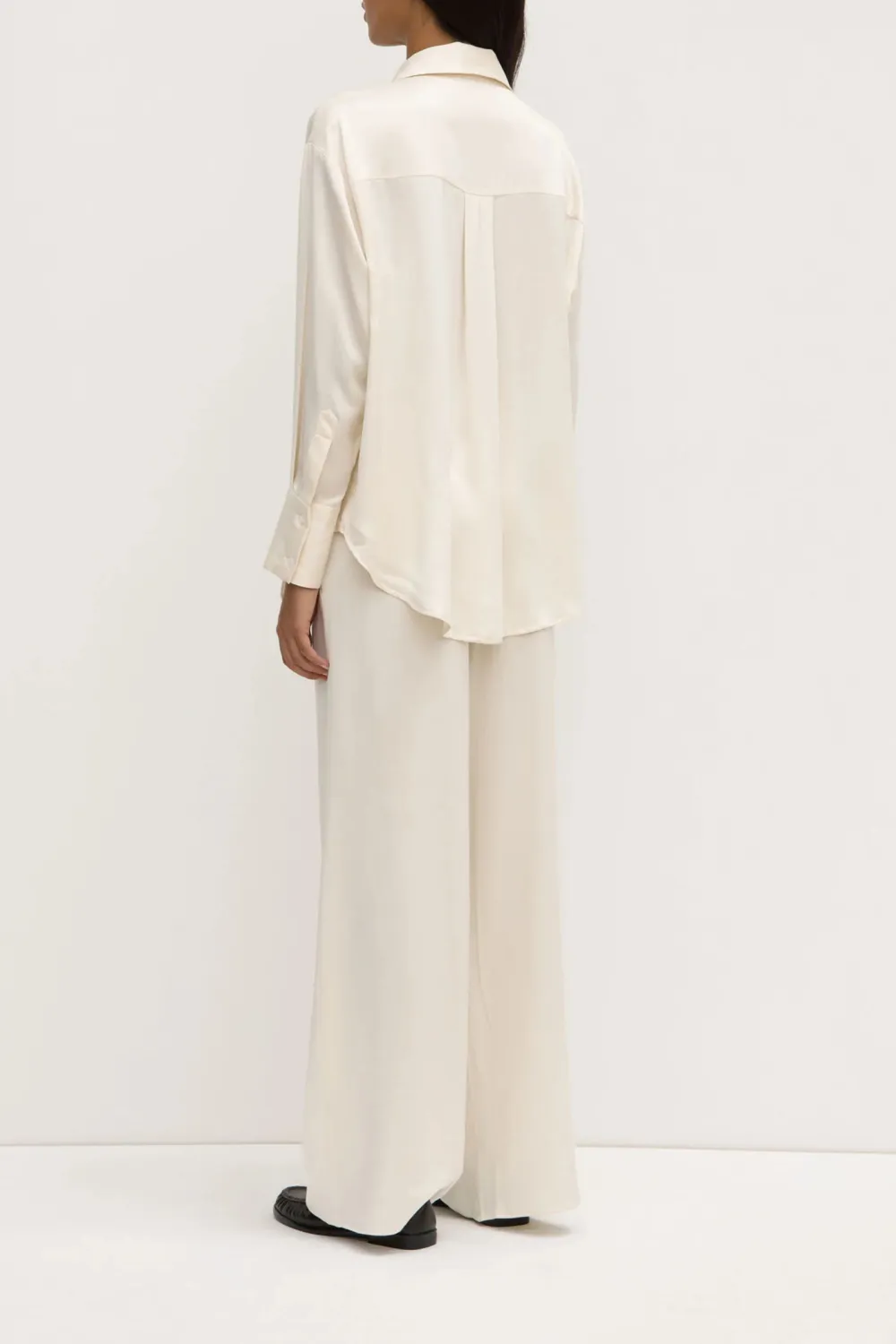 Solid Color Loose Silk Shirt