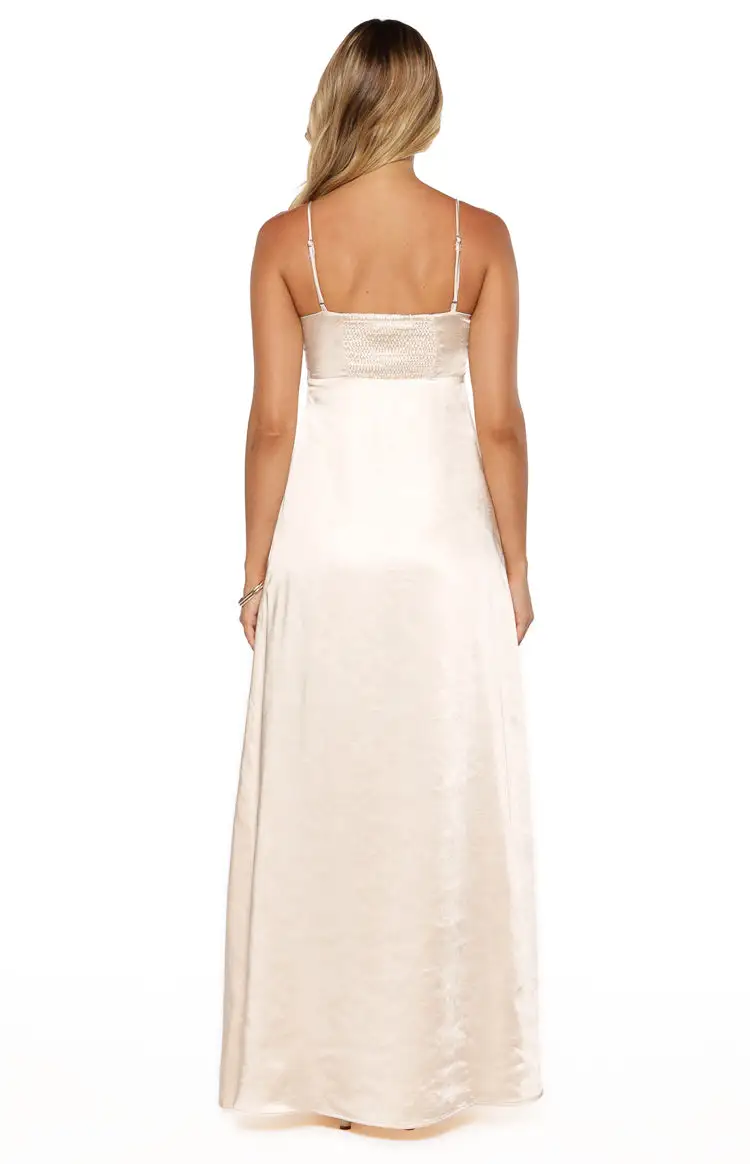 Satin Square Neck Flowy Maxi Dress