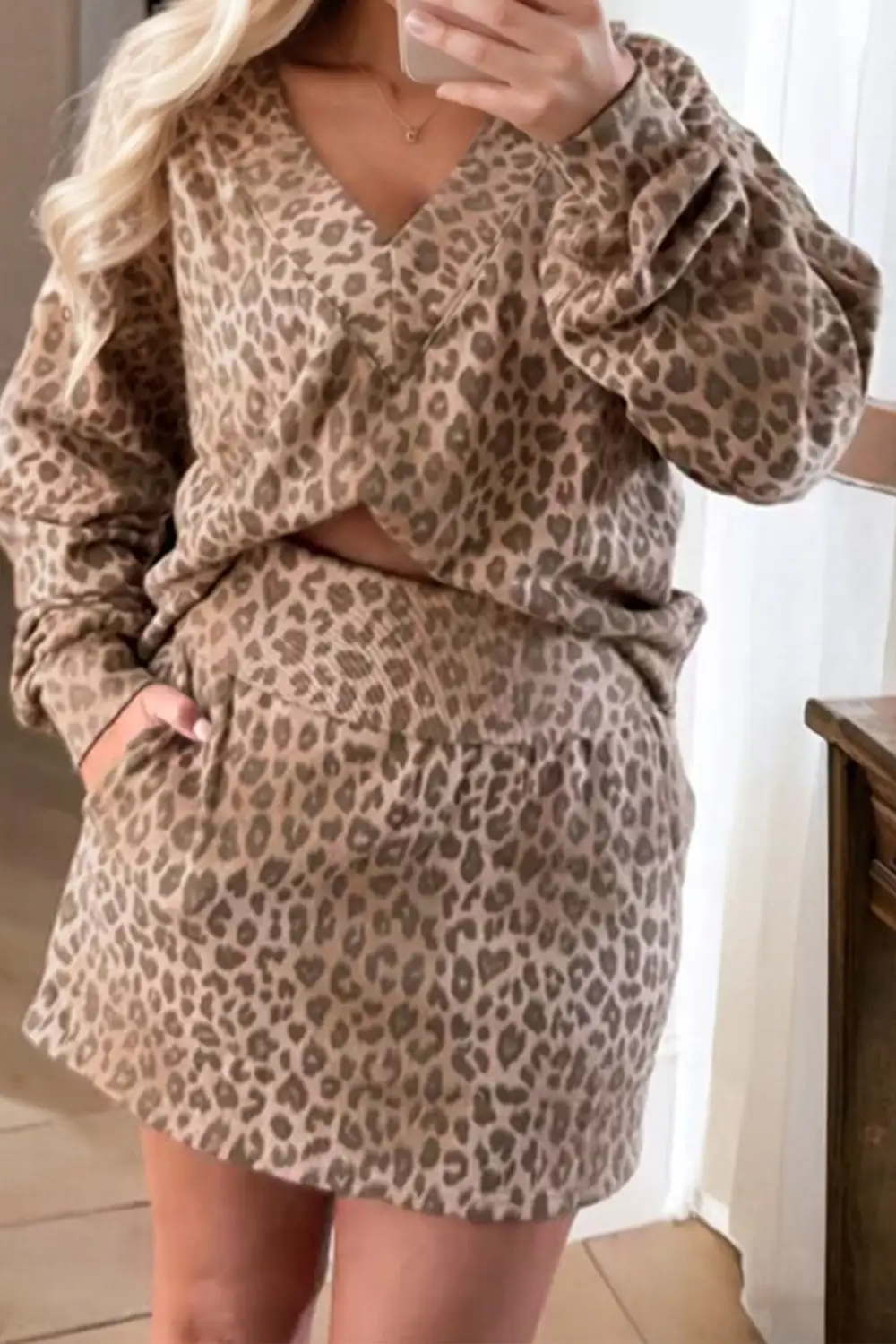 Easygoing V Neck Printed Detail Coordinated Set