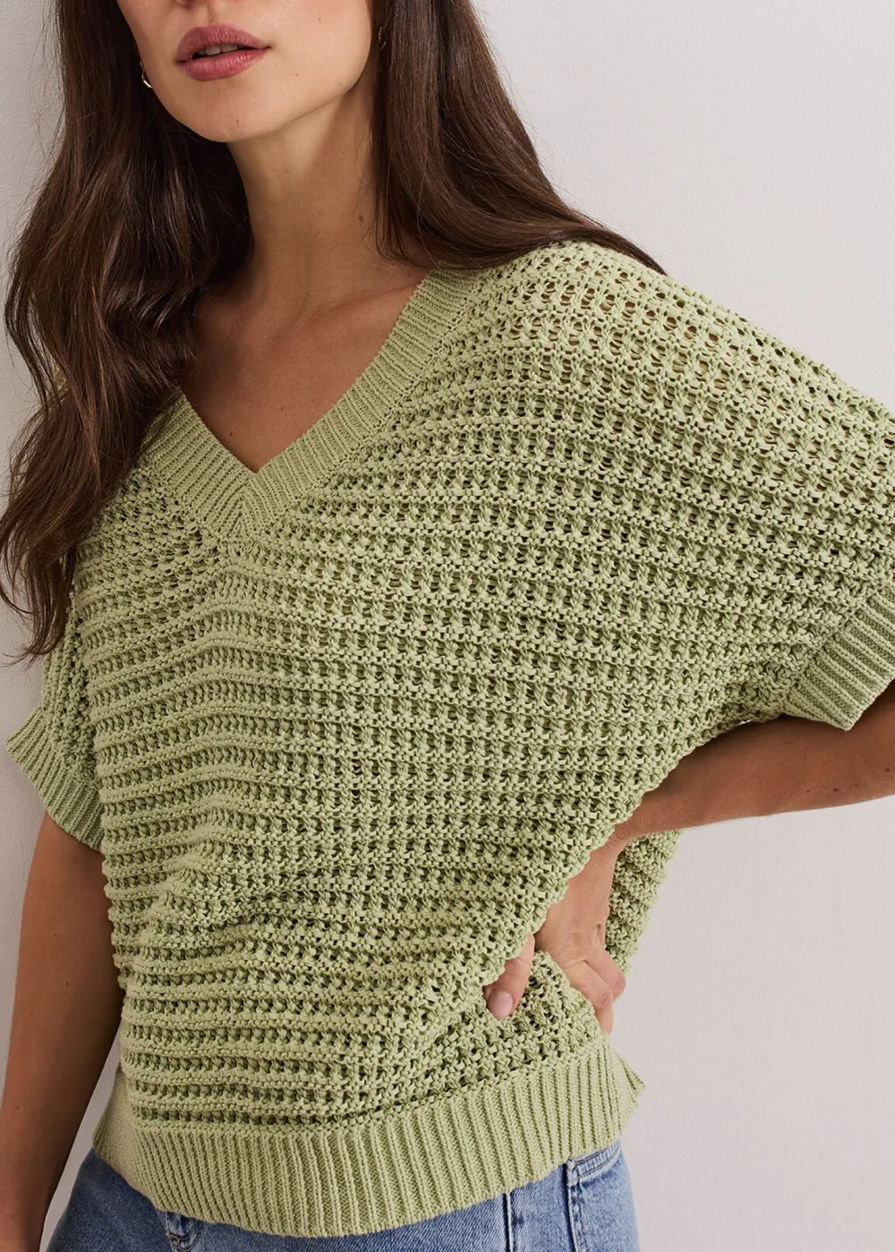 V-Neck Ribbed-Knit Sweater