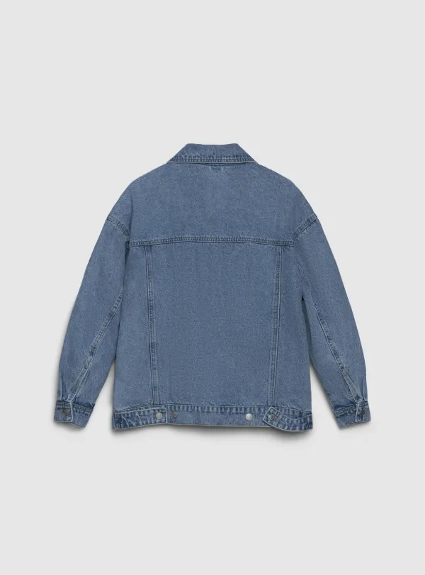 Relaxed Button Front Denim Jacket