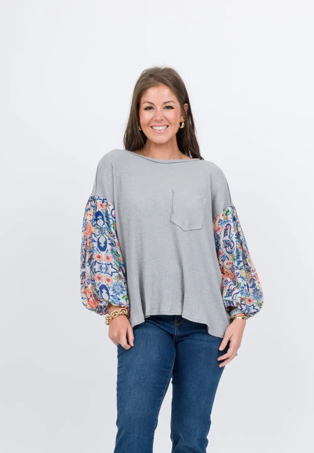 Emberly Top - Blue Gray